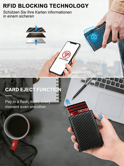 DIENQI Magnetic RFID Wallet – Carbon Fiber Design