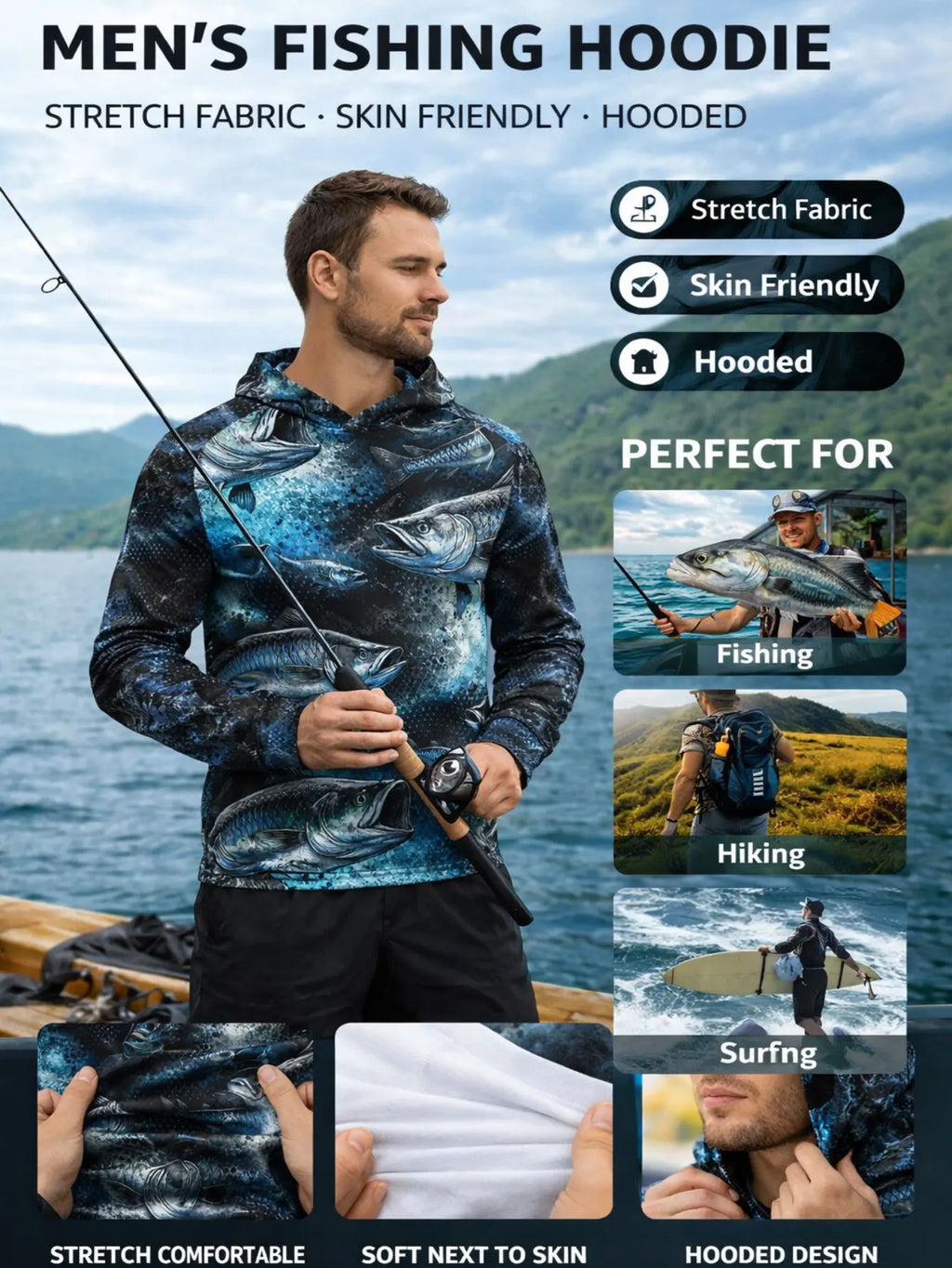 Men’s Fishing Hoodie Shirt