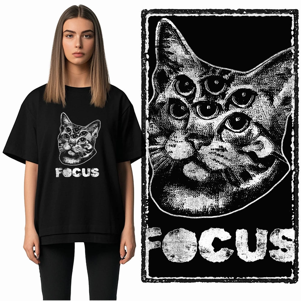 COOLMIND Cat Graphic T-Shirt | Women's Relaxed Black Tee