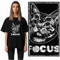 COOLMIND Cat Graphic T-Shirt | Women's Relaxed Black Tee