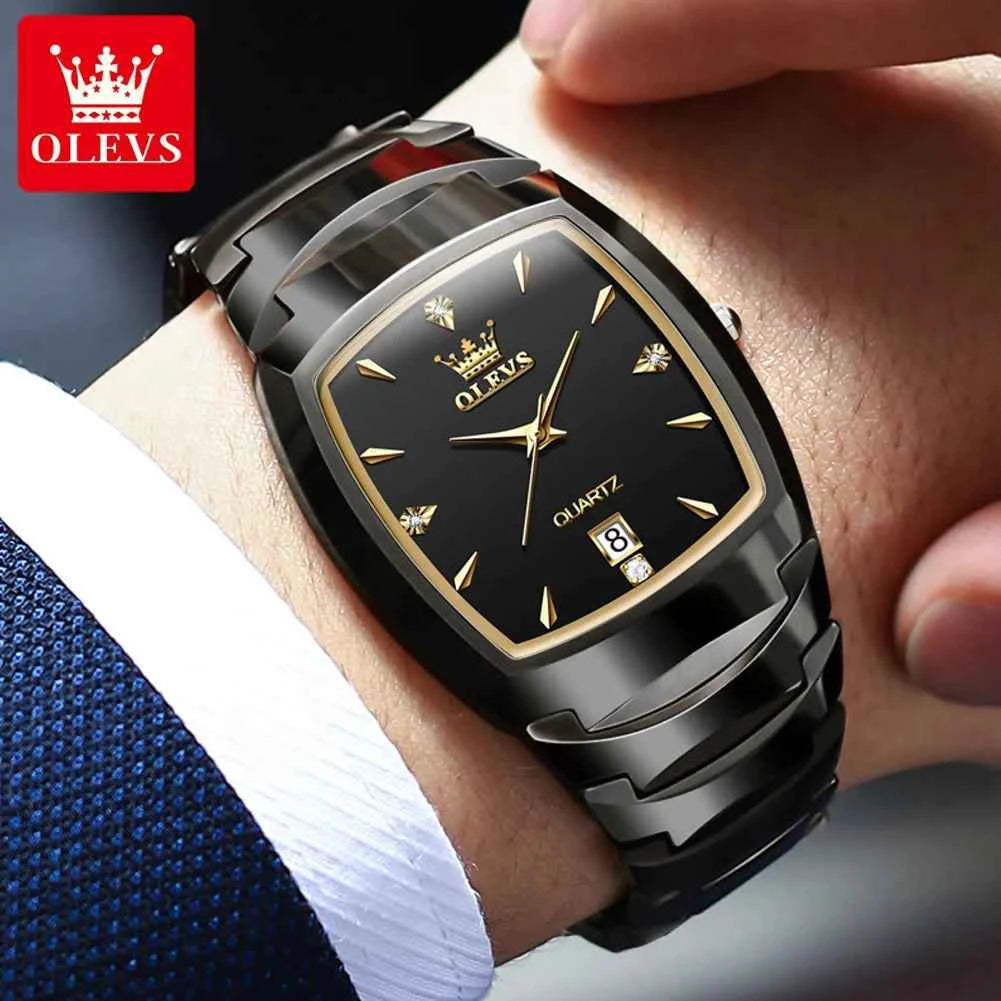 OLEVS 7006 Unisex Waterproof Watch - Original Quartz, Luminous, Tungsten Day Date Watch for Men, Perfect Gift with Single Calendar