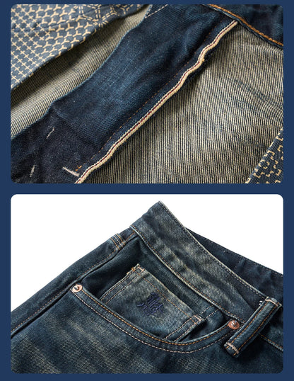 SIMWOOD 2026 Spring New Loose Straight 16oz Heavyweight Selvedge Denim Jeans Men Vintage Distressed Ripped Jeans