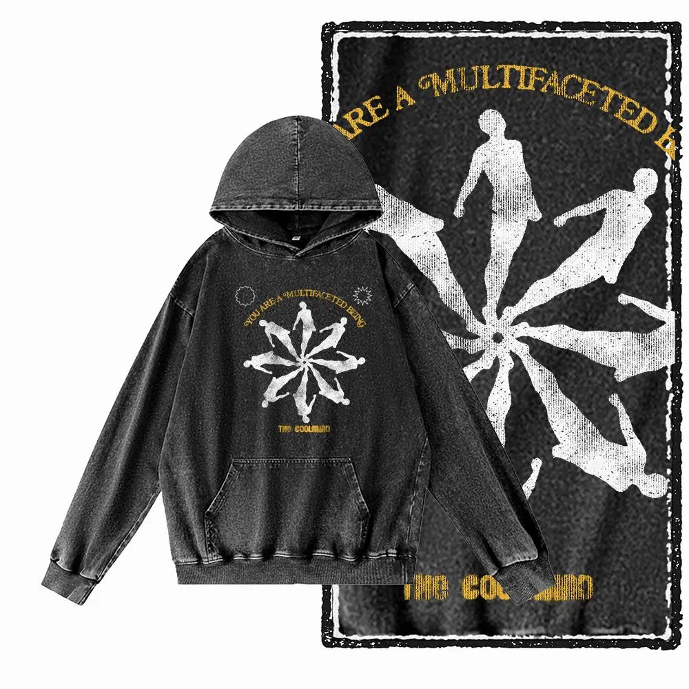 COOLMIND Acid-Washed Black Graphic Pullover