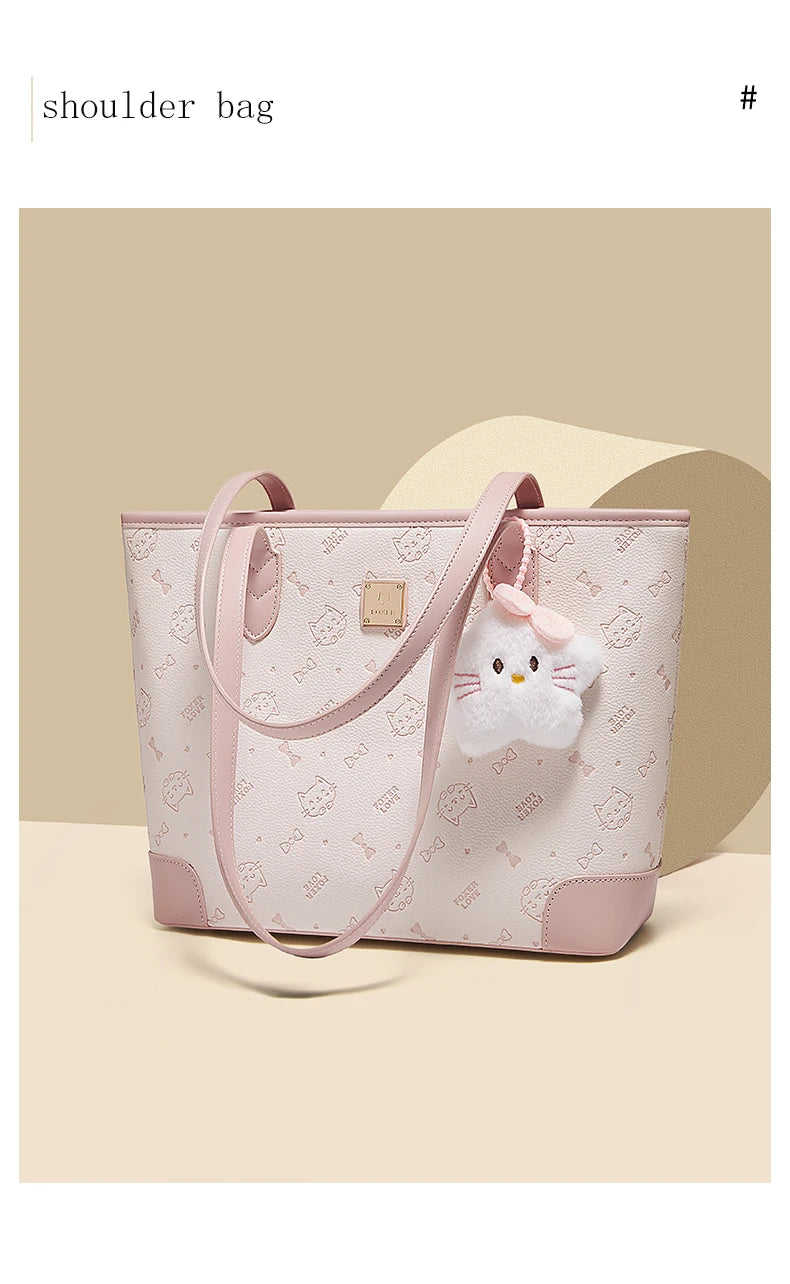 FOXER Summer New Women's Shoulder Bag PVC Leather Daily Tote Bag Female Commuting Purse Large Capacity Handbag for Everyday Use