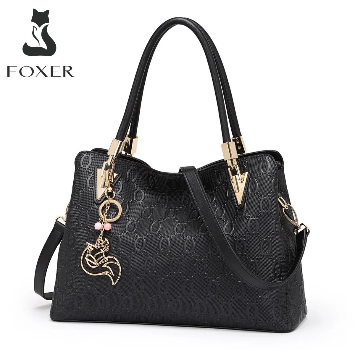 FOXER Elegant Mom Bag — Premium Split Leather Tote for Work & Daily Wear