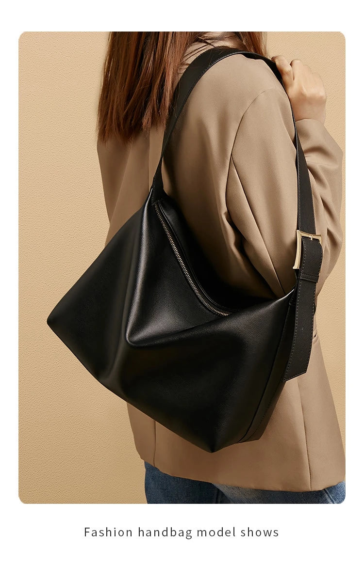 FOXER Large Soft Split Leather Shoulder Bag