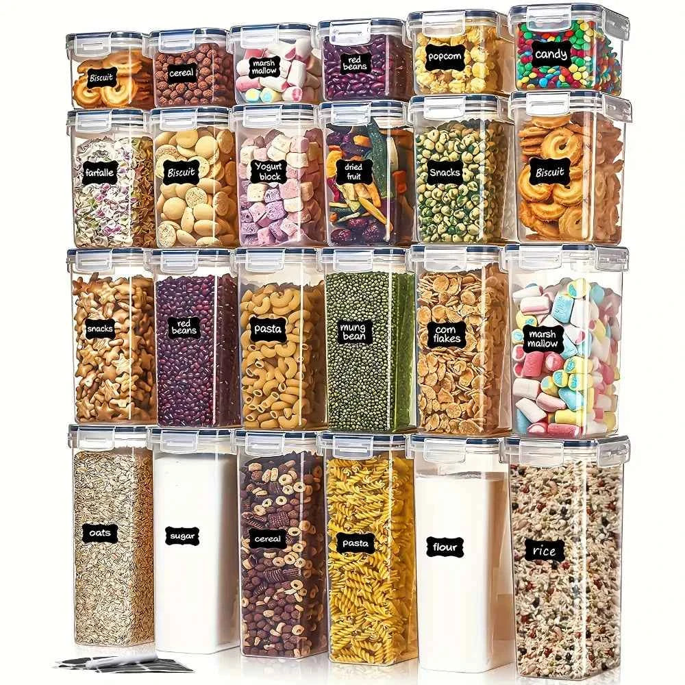 12PCS BPA-Free Airtight Food Containers with Lids - Dishwasher Safe Dry Goods Storage for Flour, Sugar, Pasta Pantry Organizers