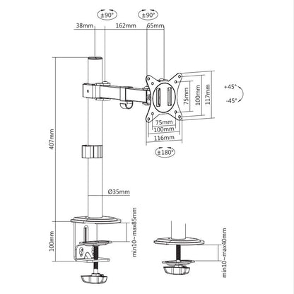 Locktight Single-Monitor steel articulating mount sue-e furniture
