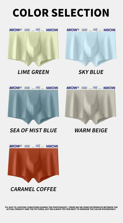 MiiOW Cotton Men's Underwear - 3Pcs Antibacterial Soft Silky Breathable Boxershorts