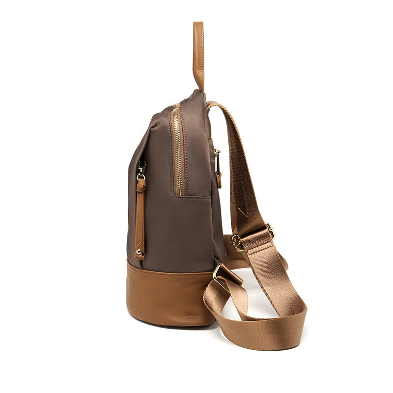 New Oxford &Leather Female Aesthetic Backpack School Bags Luxury Designer for Girls Women Backpacks Travel Light Weight - SC1708