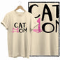 COOLMIND Beige Cat Graphic T-Shirt | Women's Relaxed Fit