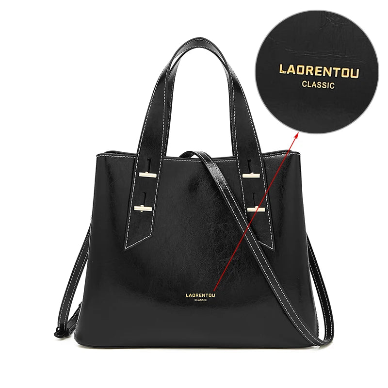 High Quality Women Split Leather Handbag Fashion Workplace Big Capacity Tote Bag Commuter Crossbody Shoulder Bags Mother's Gift