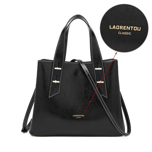 High Quality Women Split Leather Handbag Fashion Workplace Big Capacity Tote Bag Commuter Crossbody Shoulder Bags Mother's Gift