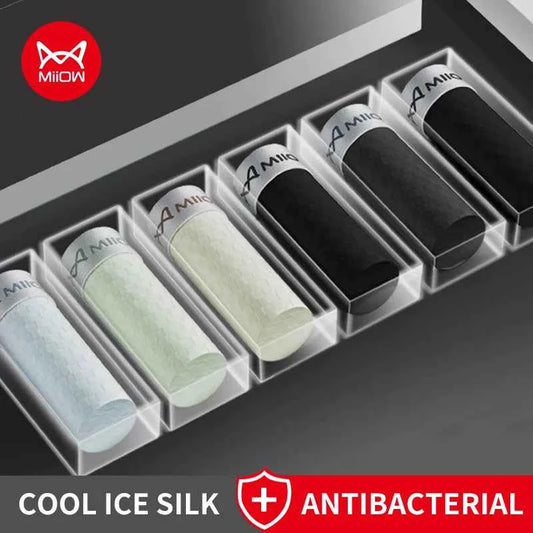 MiiOW 6Pcs Summer Ice Silk Men Underwear 7A Antibacterial Men's Boxershorts Cool Breathable Mesh Mens Underpants Panties Boxers