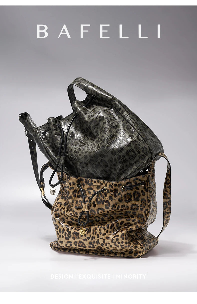 BAFELLI Leopard-Print Cow Leather Hobo Bag