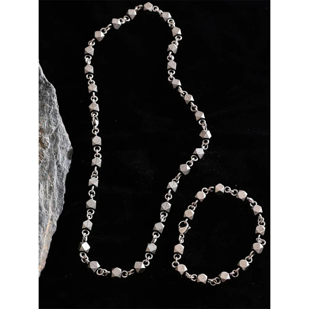 Men's Stainless Steel Handmade Chain Statement Necklace and Bracelet set - ShopHub