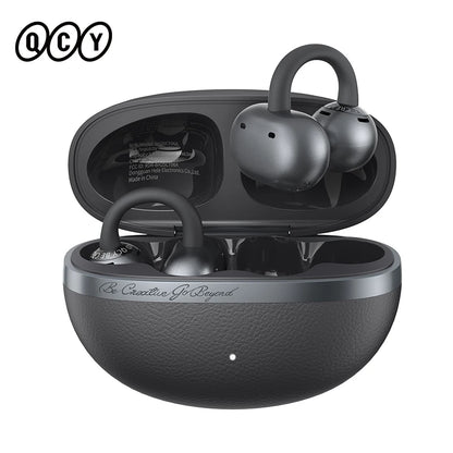 QCY CT06 Open Ear Wireless Earbuds with 4-Mic Calls and Bass Boost - Bluetooth 6.0 Clip-On Sports Headphones with 35 Hours Playtime - ShopHub