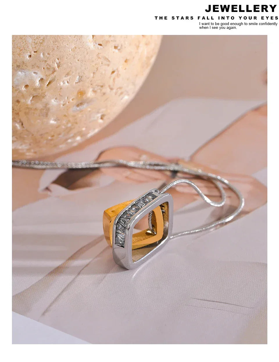 316L Stainless Steel Square Hollow Double Layered Overlay Pendant Necklace - ShopHub