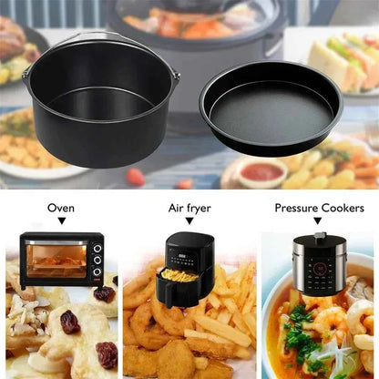 1pc Round Non-Stick Cake Mold 6/7/8 Inch, Baking Pan with Handles for Air Fryer & Oven, Pizza Bakeware Tray