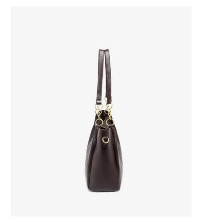 FOXER Genuine Leather Women's Elegant Shoulder Bag Simple Casual Tote Bag Large Capacity Multi-use Crossbody Handbag for Daily