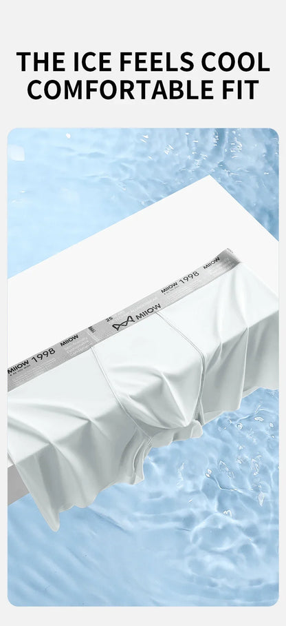 MiiOW Ice Silk Men Underwear - 3Pcs Ultra-thin Breathable Antibacterial Boxer Shorts