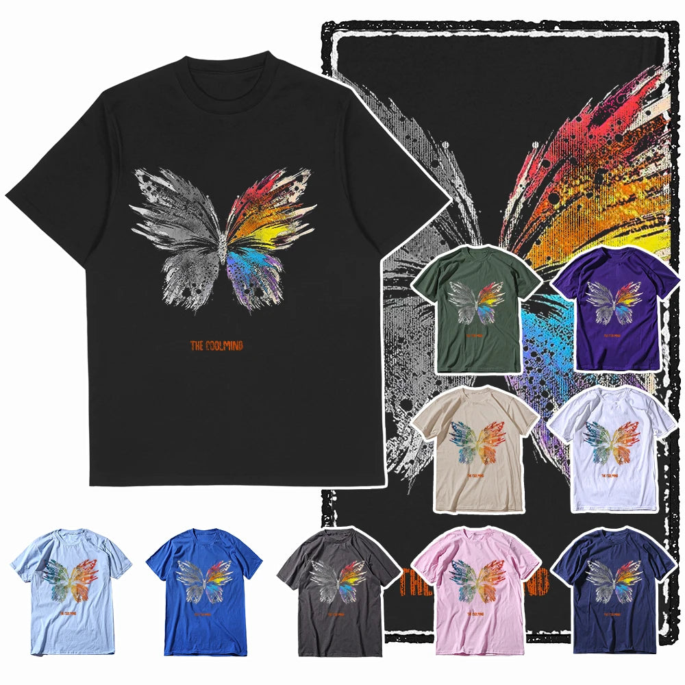 COOLMIND X0111 Butterfly Bliss Graphic Cotton Tee
