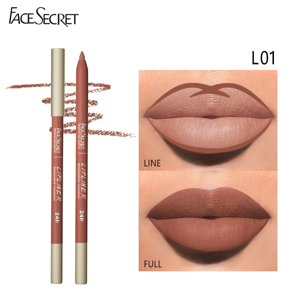 Face Secret 12 Colour Lipliner makeup set with various shades in sleek packaging, perfect for defining lips.