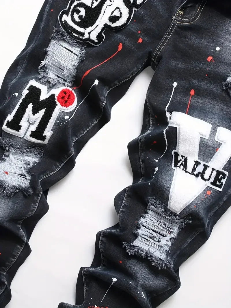 Men’s Y2K Ripped Skinny Jeans - ShopHub