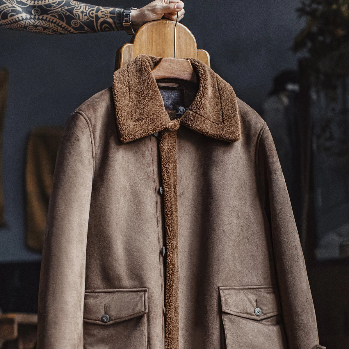 MADEN Retro B7 Faux-Shearling Coat | Coffee