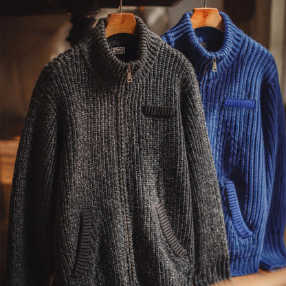 MADEN Heavyweight Mock-Neck Zip Cardigan