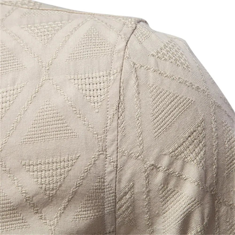 AIOPESON's 100% Cotton Jacquard Men's Short Sleeve Shirts - ShopHub