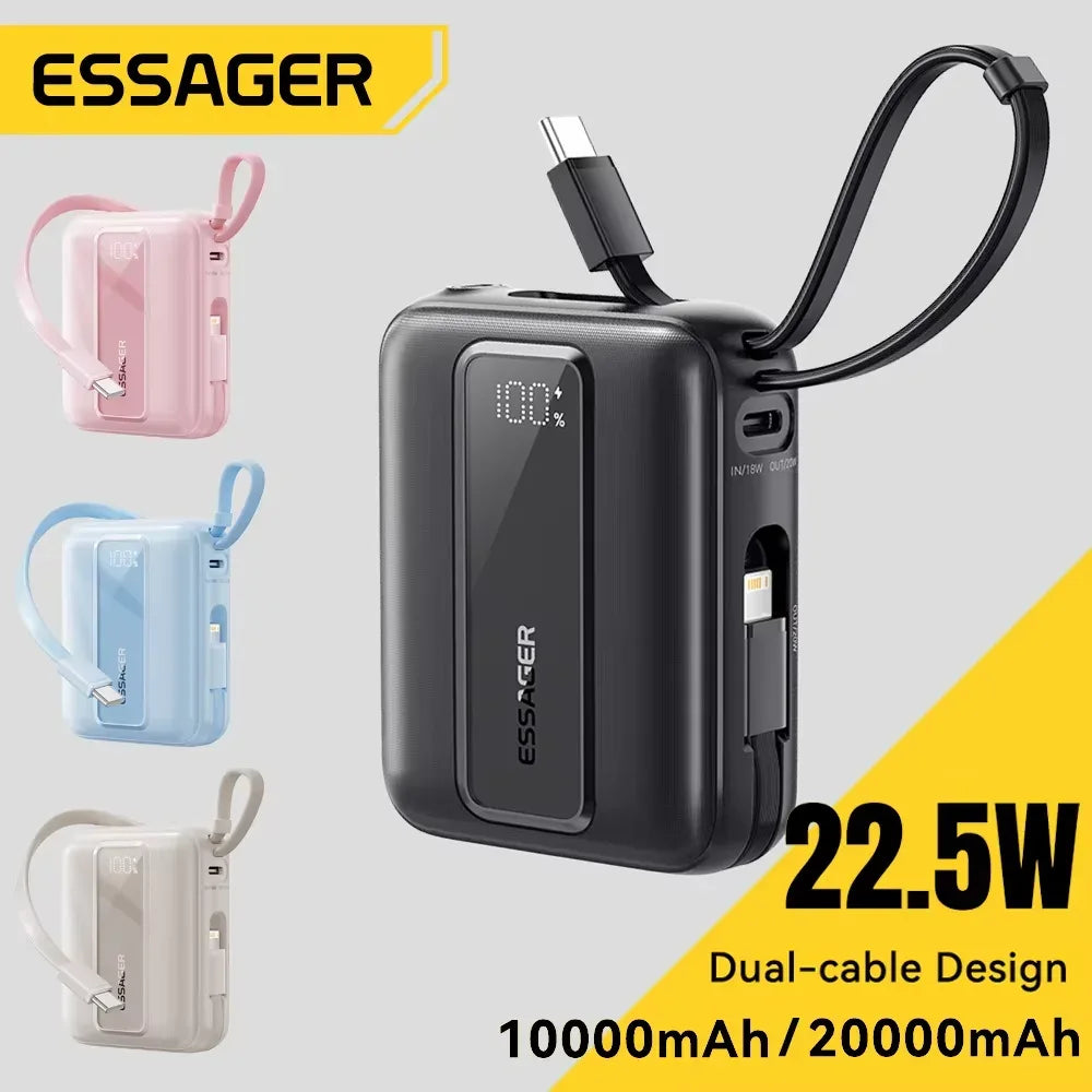 Essager 10000mAh & 20000mAh Type C Cable Power Bank - ShopHub