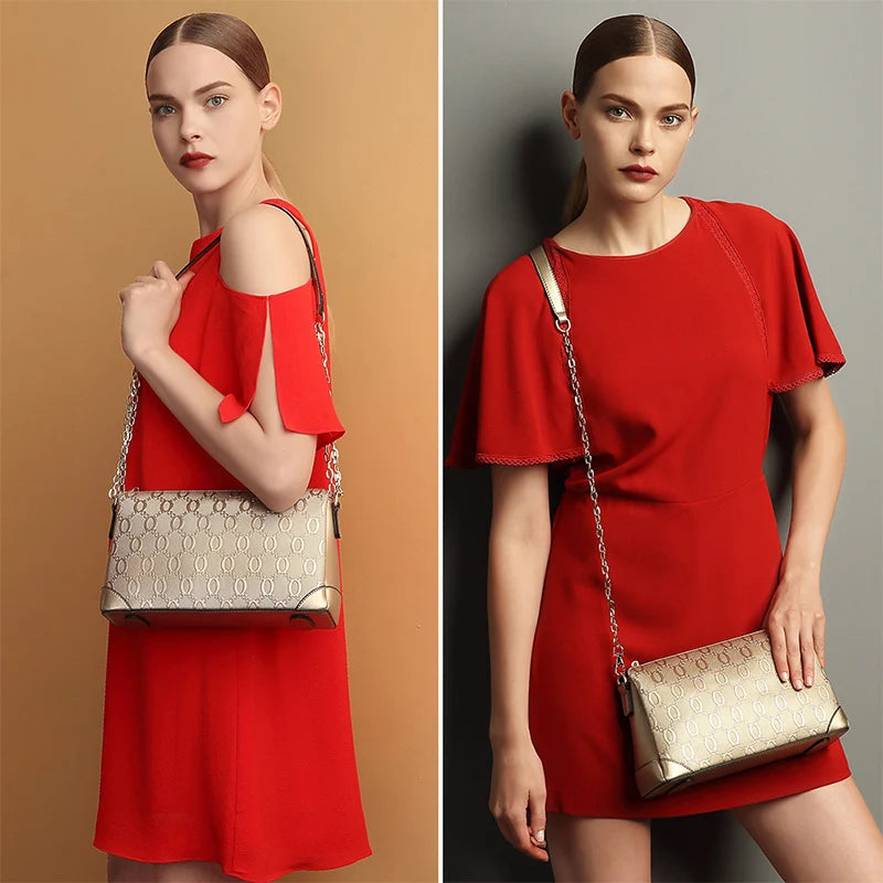 FOXER 2026 Spring Summer Women's Crossbody Bag Split Leather Fashion Chain Shoulder Bag Luxury Commuter Lady Cellphone Purse