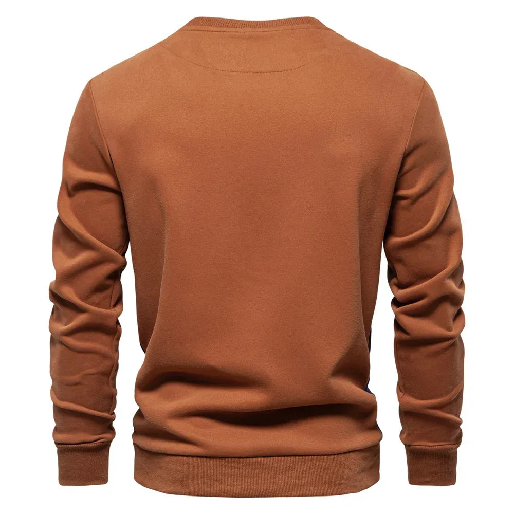 AIOPESON Patchwork Cotton-Blend Crew Neck Sweatshirts - ShopHub