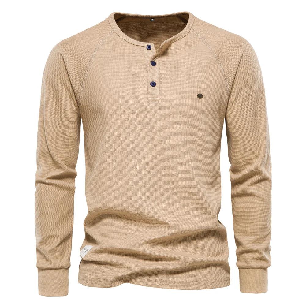 AIOPESON Waffle Henley Shirts - ShopHub