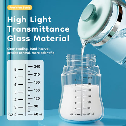 MAMIJOY Baby Glass Bottle High 80/160/240ml Borosilicate Wide-mouthed Anti-bloating Clear Scale Feeding Bottle BPA＆BPS-FREE GB61