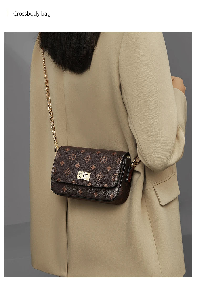 FOXER Vintage Monogram Chain Crossbody Bag