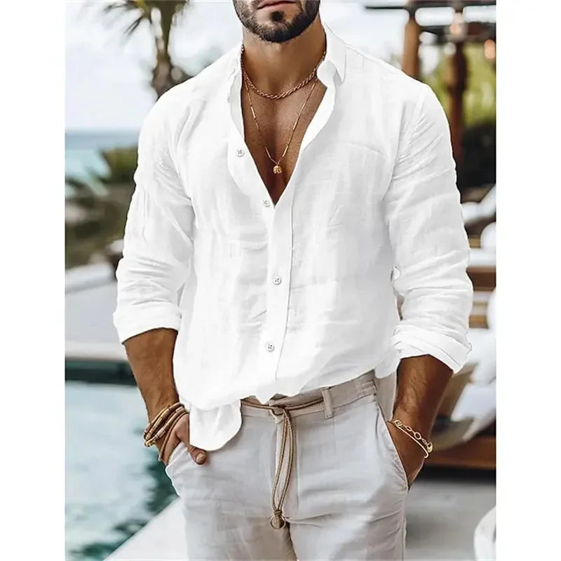 Men's Casual Linen Shirts - ShopHub