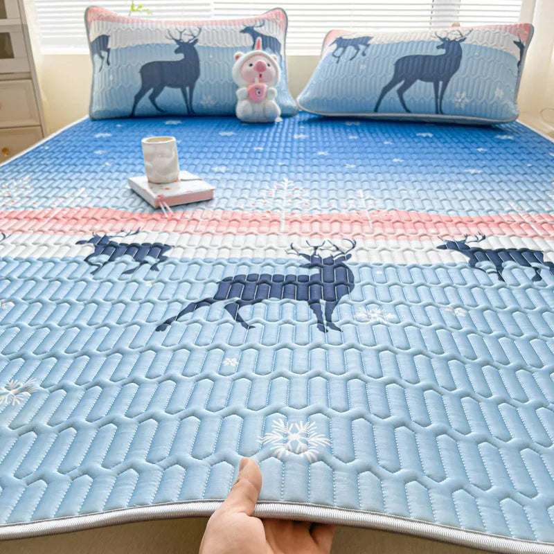 Cooling silk mattress pad set by ShopHub NZ, designed for comfortable, cool sleep during summer.