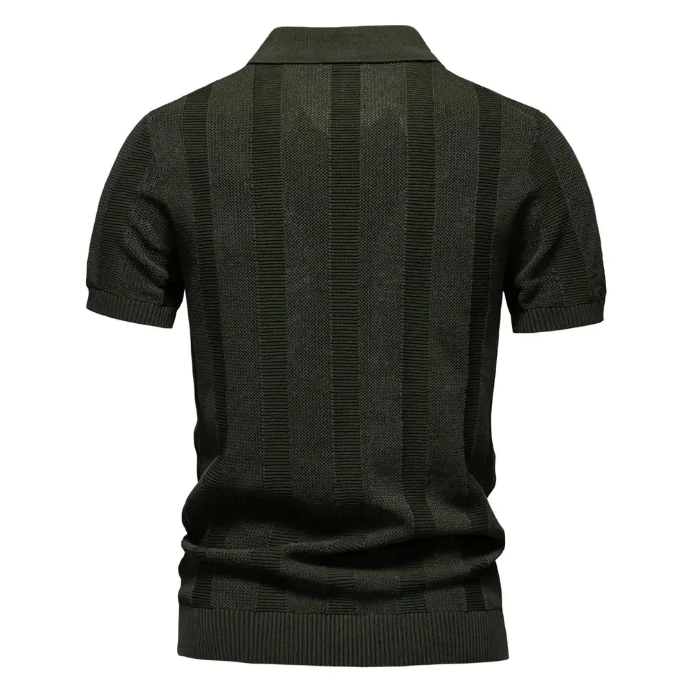 AIOPESON Men's Solid & Striped Mesh Polo Shirts - ShopHub