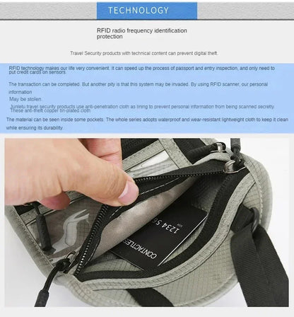 RFID Passport Holder Travel Anti-Theft Neck Pouch
