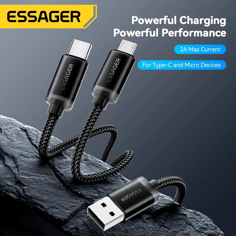 Essager 2 in 1 USB Type C Micro Cable - ShopHub