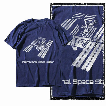 G44 NAVY Cotton Men's Cool Space Graphic T-shirt | Streetwear Big Size O-neck Men's Tee Tshirt
