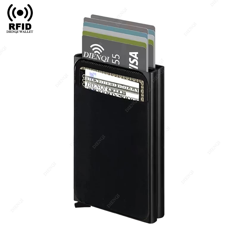 RFID Metal Wallet Double Card Case Pop Up Card Holder 12 Cards Automatic Aluminum Box Cardholder Smart Minimalist Walet for Men