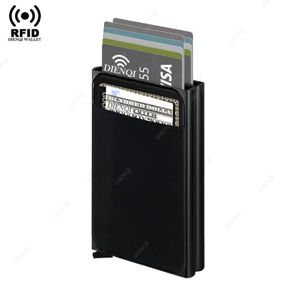 RFID Metal Wallet Double Card Case Pop Up Card Holder 12 Cards Automatic Aluminum Box Cardholder Smart Minimalist Walet for Men
