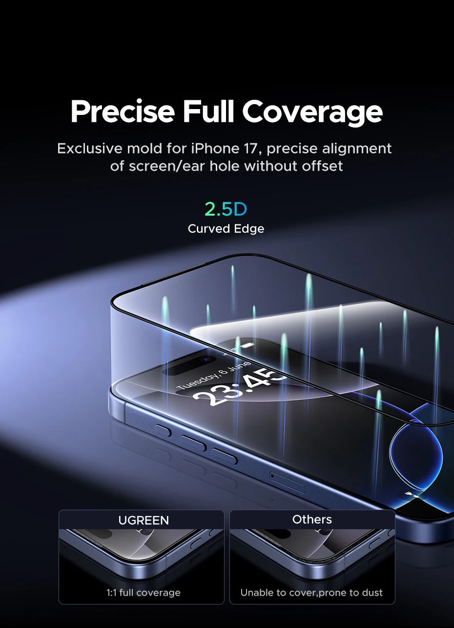 UGREEN Automatic Dust-free Screen Protector for iPhone 17 Pro Max, 16 Pro & More—2 Pack