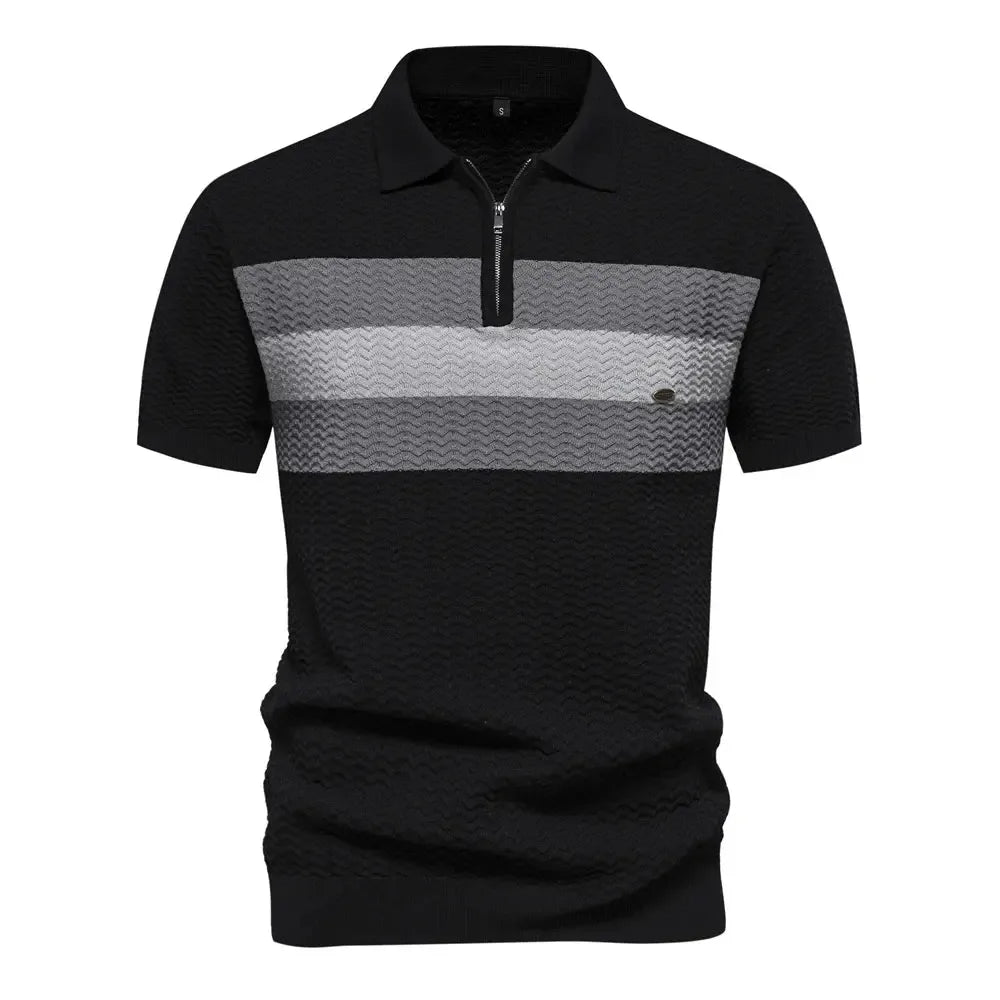 New Summer Textured Ribbed Knit Polo Shirts - ShopHub