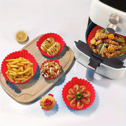 6PC Air Fryer Mats - 450°F Silicone Non-Stick Dual Texture