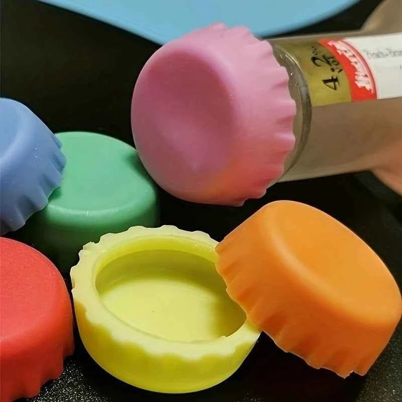 6-Piece Reusable Silicone Bottle Stoppers Set, Durable Colorful Wine Beer Vinegar Sealer, Kitchen Storage