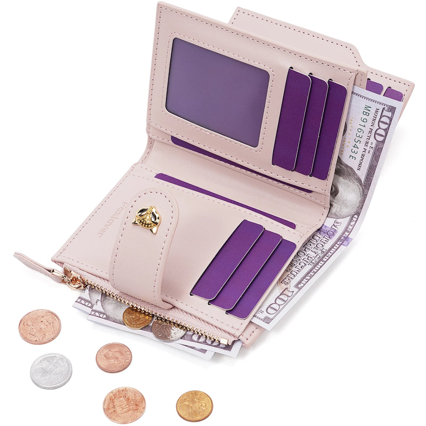 FOXER Women's Soft PU Leather Coin Wallet